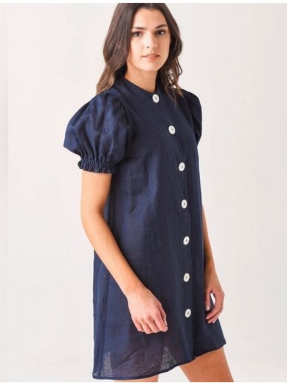 Sleeper Marie Linen Dress Navy Blue Size large